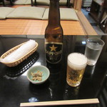 室町 砂場 - ビール小瓶・お通し