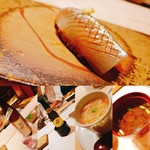 鮨 銀座 おのでら - サヨリ、味噌汁、蟹の茶碗蒸し、エビスビール小瓶、土佐しらぎく ひやおろし(高知県)