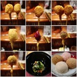 串かつ あーぼん - デザートと追加のラスト7品。
      2本あったりは隣のお裾分け(笑)
      巨峰の熱々感が凄い！
      説明で当店ナンバーワンと言うだけある(笑)