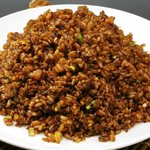 Seafood black fried rice with XO sauce