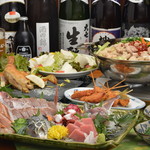 一膳飯屋 八起 - 2018～19年、八起の宴会メニュー。・かぶの含め煮
・お刺身盛り合わせ
・もつ煮
・豆腐サラダ
・串揚げ三種
・鶏肉のコンフィ
・〆のうどん、以上8品。3,500円〈税込〉のコース。＋1,500円〈税込〉で2時間飲み放題に。