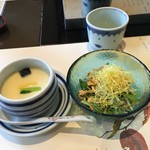 梅の花 - ＊蒸物 茶碗蒸し、＊冷物 カリッと大豆と湯葉の豆腐サラダ