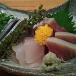 楽苦美 - 三点盛　カツオ　アイナメ　秋刀魚