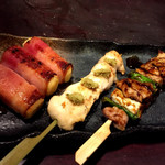 焼き鳥と九州料理　男はつらい - チーズベーコン&ささみワサビ&ねぎま