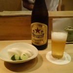 鳥しき - サッポロラガー瓶ビール