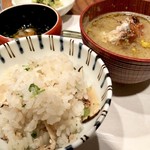 福永 - 松茸の炊き込みご飯、伊勢海老の味噌汁