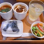 セブンスファーム～soup＆cafe～ - Bセット（豆腐チゲ＆ビーフシチュー＆鮭のおにぎり）