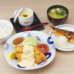 白身フライ＆塩さば定食