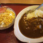 福山新涯食堂 - ｶﾚｰﾗｲｽ399円＋ｺｰﾝｻﾗﾀﾞ105円＝５０４円