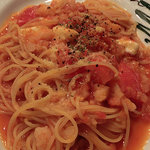 Tomatoandoonion - フレッシュモッツァレラと海老のトマトスパゲティ