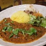 SPICY CURRY 魯珈 - 黒胡椒たっぷり！激辛粗挽きポークカレー＋るうろう煮玉子