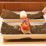 銀座 しのはら - トロとべったら漬けの巻寿し