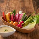 Daily fresh vegetable bagna cauda with homemade rich sauce