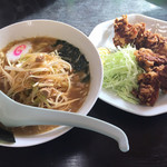 蝦夷 - ネギラーメン¥830 唐揚げハーフ¥400