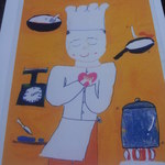 レストラン小西 - お孫さんが、小西シェフを描いた絵！上手ですね～とっても良く似ています