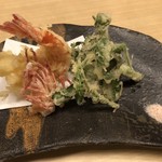 旬菜 おぐら家 - 足赤海老の天ぷら
