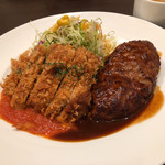 洋食レストラン ロッキー - ランチメニュー ハンバーグステーキ&チキンカツ 