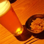 鳥茂 - ビールとお通し