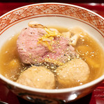 銀座 しのはら - 鴨鍋 (合鴨、つくね、きのこ8種、粉山椒)