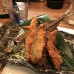 初代築地　魚義 - 骨まで食べられるアジフライ
