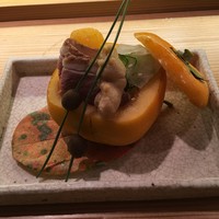日本橋笈川 - 柿釜に合鴨と裏ごししたフォアグラと零余子