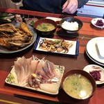 Yoi - アラ煮刺身定食(1,600円)　刺身冷食(1,400円)　イカバター生姜焼き(700円)