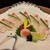 寿司 河庄 - お造り。お祝い事なので、鶴のお皿がいいですね。