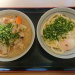 しっぽくうどん(一玉)＆温玉うどん　温(一玉)