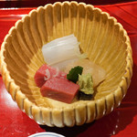 銀座 しのはら - 深浦マグロ、スミイカ、伊勢海老