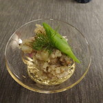 お通しのホタテのポテトサラダ