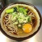 JR長野駅 新幹線ホーム そば店 - 「野沢菜わさび風味そば」(400円)+「玉子」(50円)