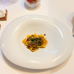 イル プレージョ - ランチコース、プリモ2 パッパルデッレ　ヒグマのラグー 栗・黒胡椒・シブレット