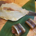こなす - 5000円コース8-3  師崎直送  カワハギとメジロ（穴子）干物  炭火焼き