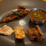 メヒカリのワルワルと柚子のピックル、雉のチェティナード 食べ比べ