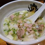 中華そば 満鶏軒 - 雑炊のごはんに、らーめんのスープを入れて　2018.11