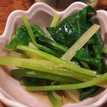 さば銀 - お通しは、三つ葉のお浸し