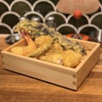 天ぷらスタンド KITSUNE - 天ぷら5種盛り合わせ(えび、かぼちゃ、なす、れんこん、とり天2個)