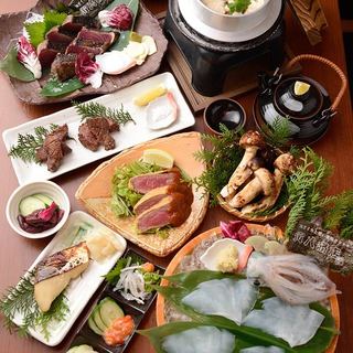 一押しコース 泳ぎイカとカツオに 厚切り牛タン炭火焼き 金目鯛 とらふぐ 天然真鯛など全10品 寅八商店 難波店 トラハチショウテン 大阪 難波 居酒屋 食べログ