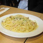 かもめのイタリアン - スパゲティ ハムとキノコのクリームソース