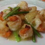 中華料理 唐韻 - ＜小炒海鮮菜＞清炒大蝦（大海老の塩炒め）＠980円/8尾。