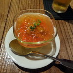 オー・ペシェ・グルマン - 人参のムース、ウニ・コンソメジュレ添え700円