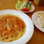 九沓 - カニのトマトクリームソースパスタ　セット