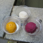 ふふ 熱海 - 大浴場に置かれていたシャーベット（マンゴー・スダチ・ラズベリー）