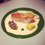 シェ オリビエ - 天然金目鯛 クリスピーなウロコ仕立て、アワビのブイヨン ロワイヤル風、スイスチャードのソース