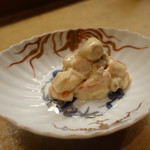 花いち - 海老と富有柿の胡麻ダレ和え