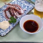 鯉とうなぎのまるます家 - イカゲソで乾杯