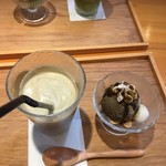 Maccha An Kenshin - ランチセットBほうじ茶ラテとミニほうじ茶パフェ