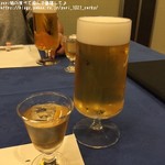 中納言 - 食前酒の梅酒と生ビール