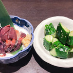 はなの舞 - ホタルイカの沖漬け(税別\390)、ザクッときゅうり(税別\390)
