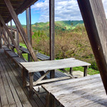 慈久庵 - テラスから。子供のカマキリがいました。